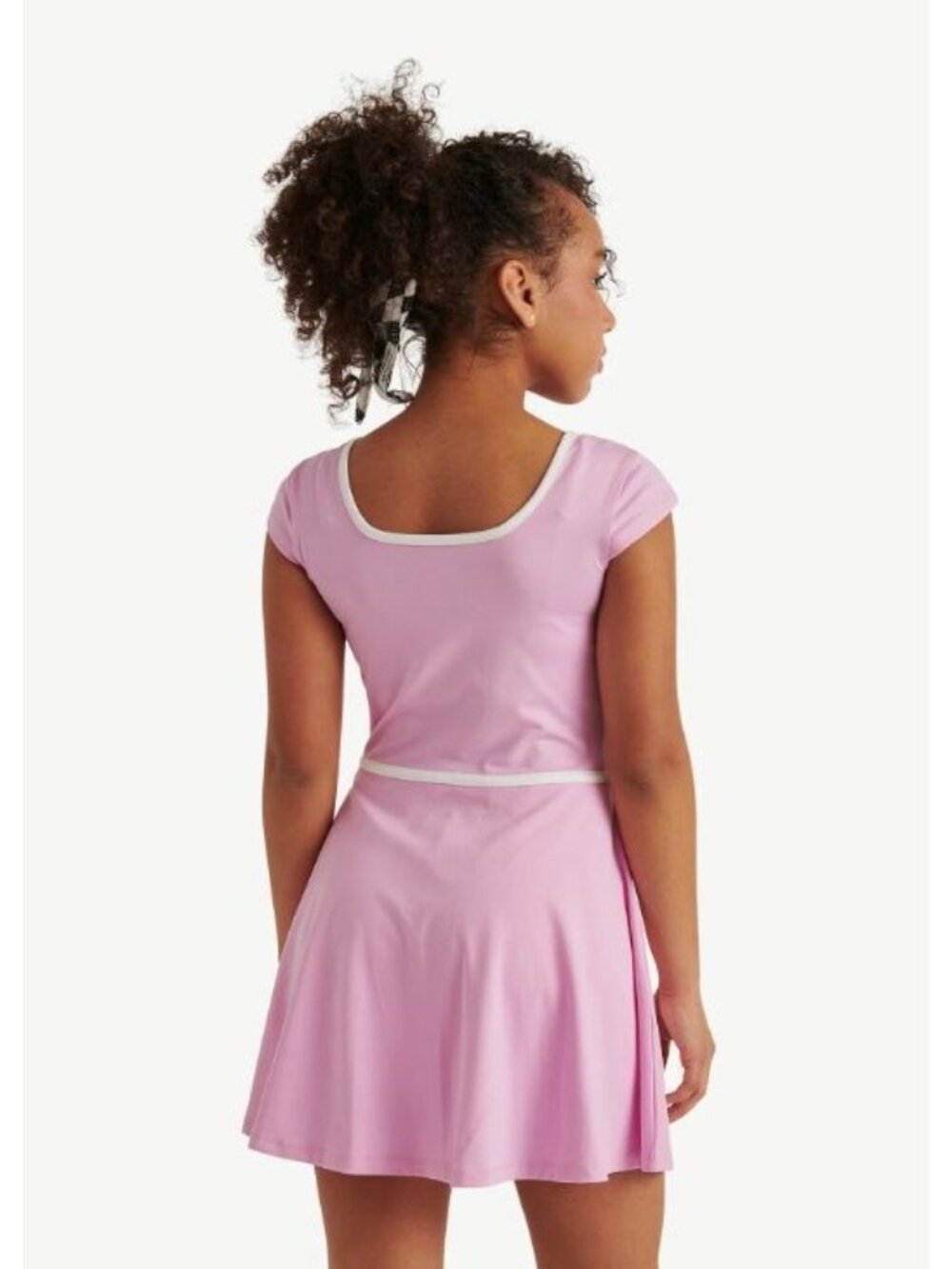 Justice Girls Pink Fit & Flare Dress With White Trim Size Medium (10) New With T - Picture 4 of 7